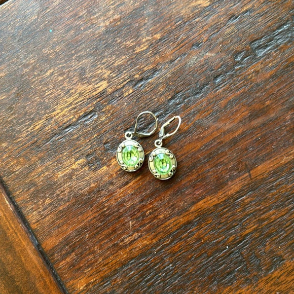 Sterling silver and green peridot French wire earrings from Sundance - Picture 5 of 7